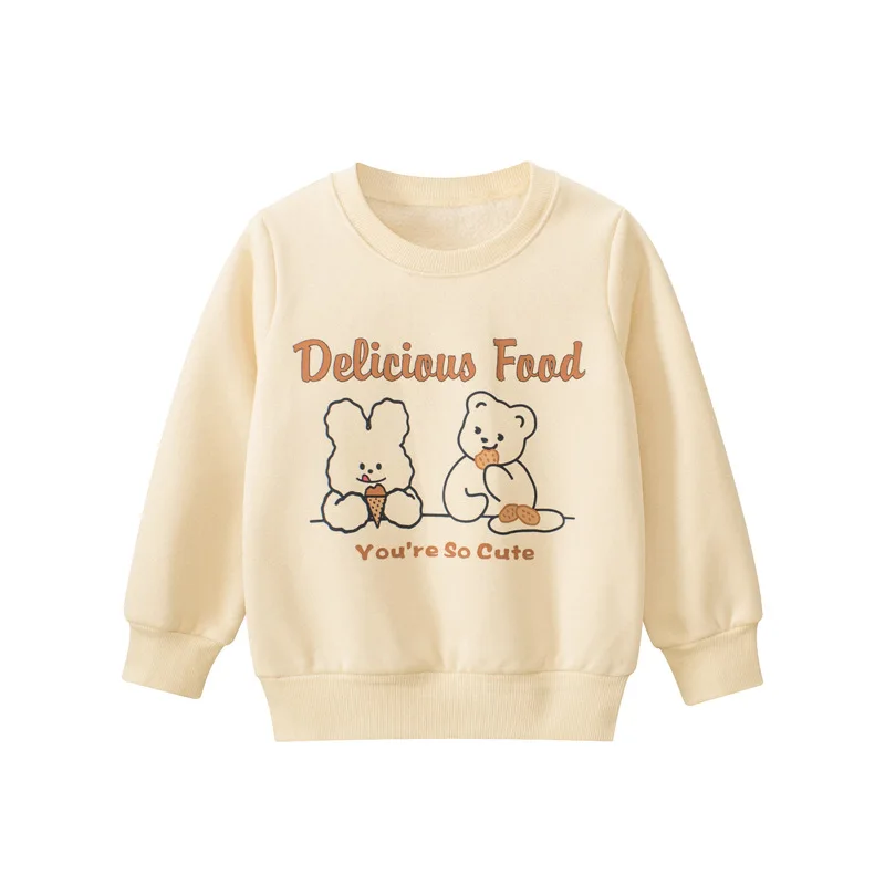 

2024 new cute patterns of young girls spring and autumn winter turtleneck fleece long-sleeved sweater 90-100-110-120-130-140