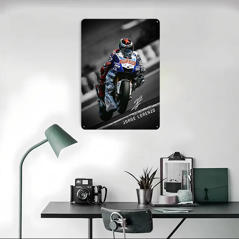خورخي لورينزو دراجة نارية تين تسجيل الجدار ملصق فني مكتب ديكور علامات معدنية خمر للرجل كهف الديكور ديكور الغرفة الجمالية