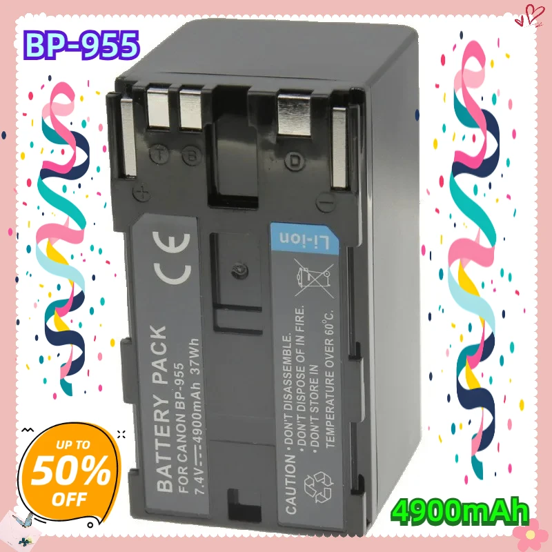 

BP-955 4900mAh For Canon XF100 XF105 XF300 XF305 GL2 XH A1 XH A1S XH G1 XL2 XL H1A XL H1 BP-955 Battery