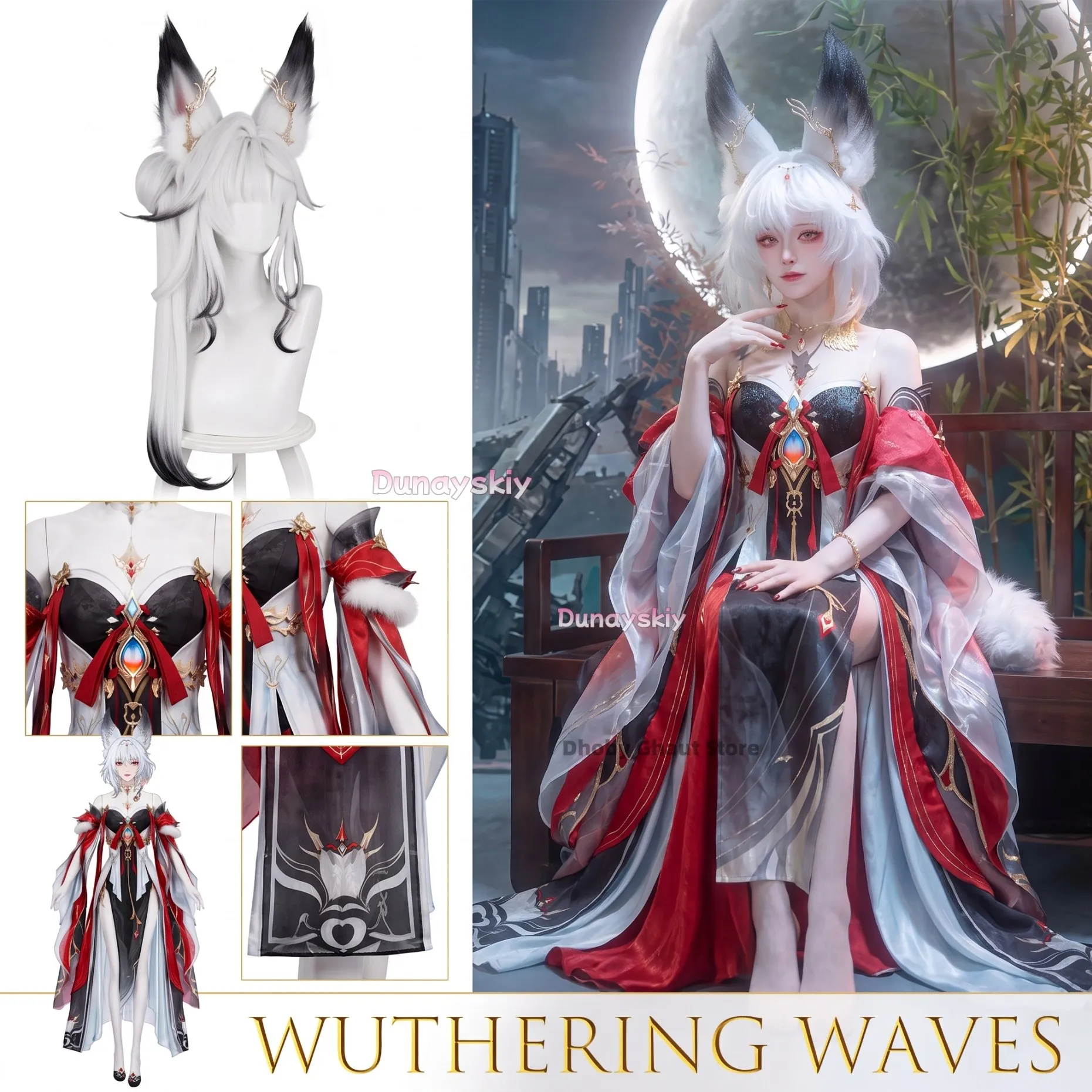 Cosplay Costume New Female Wuthering Waves Xinyuehu Moonveil Fox  Game Character Full Outfit Halloween Accessories For Comic Con