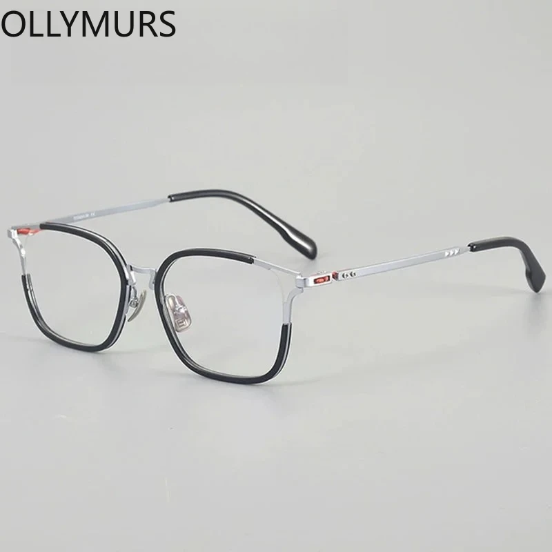 

Ollymurs Tortoiseshell Acetate Full Rim Optical Frames for Men Women Fashion Eyewear Titanium Square Eyeglasses Frame Retro