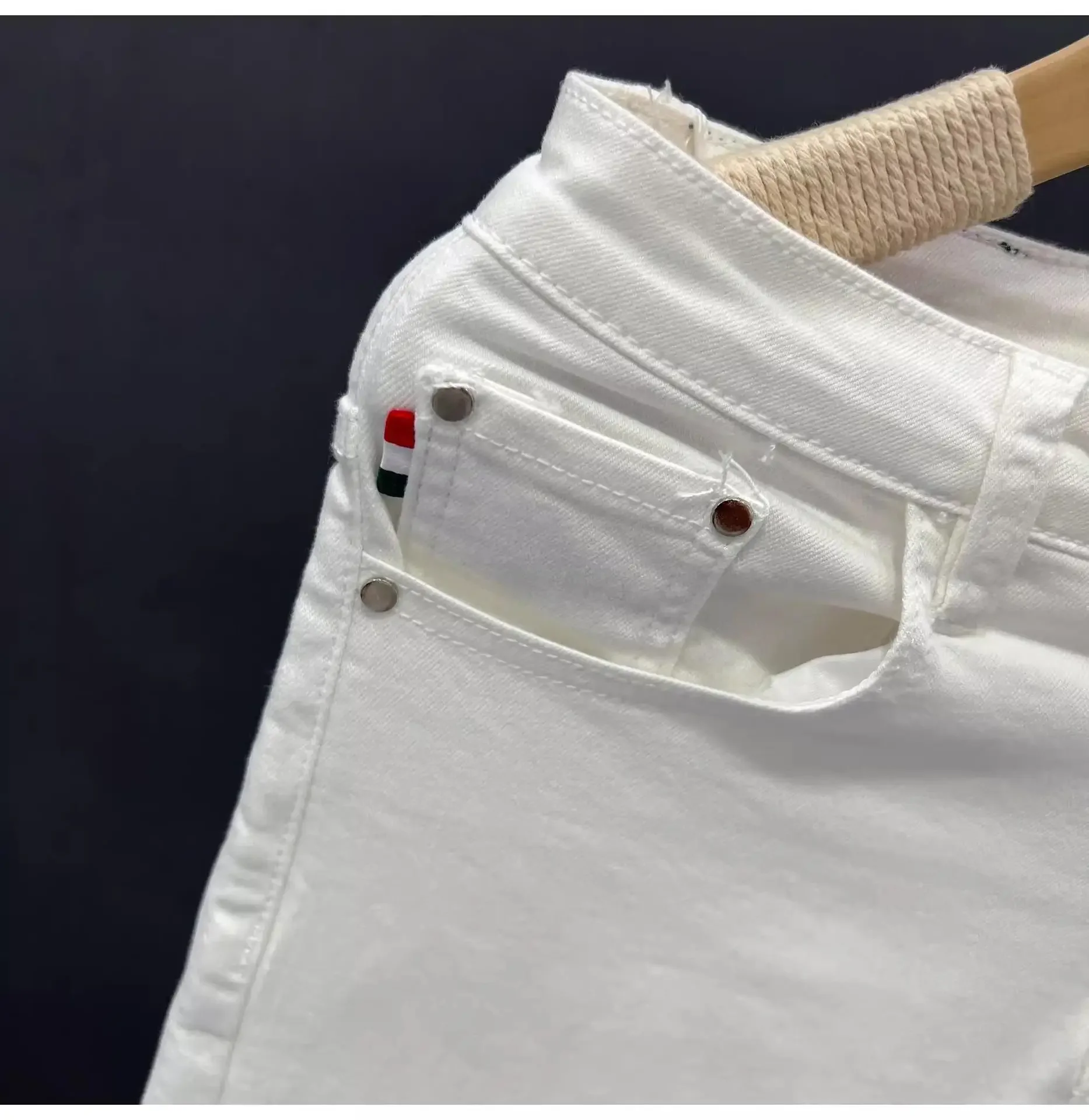 أربعة مواسم الرجال الأبيض بلون نحيل بسيط الجينز السراويل الكاحل طول رقيقة ضئيلة سراويل جينز الذكور موضة جديدة الشارع الشهير #3