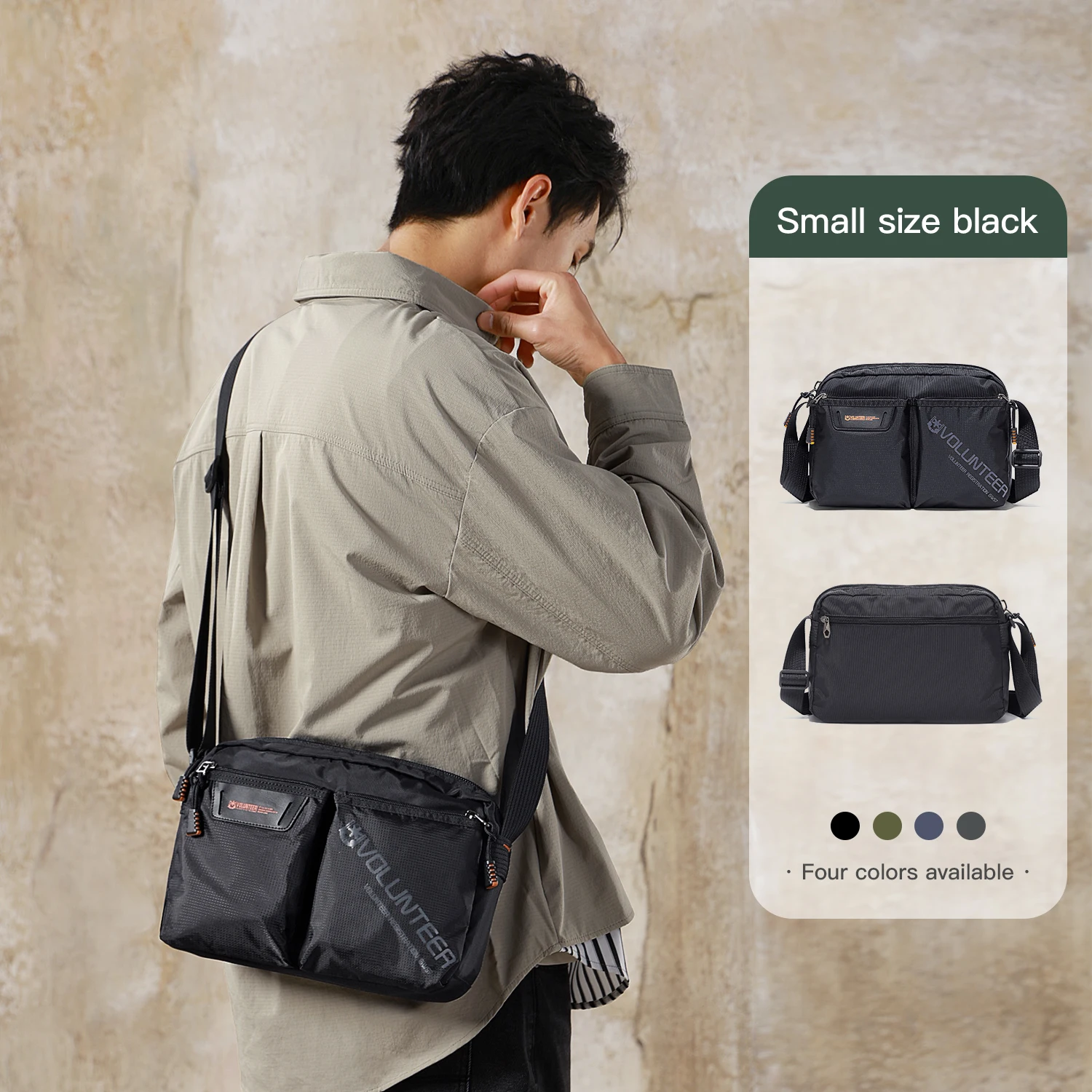 Volunteer Messenger Crossbody Bags for Men Oxford Side Letter Print Fashion Light Weight Protable Versatile Shoulder Bags1802-18