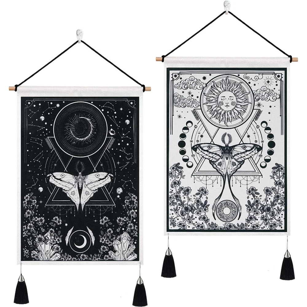 

Sun and Moon Tapestry, Butterfly Tapestry, Tarot Tapestries, Wall Hanging Decoration for Bedroom, Living Room,13.8x19.7 in