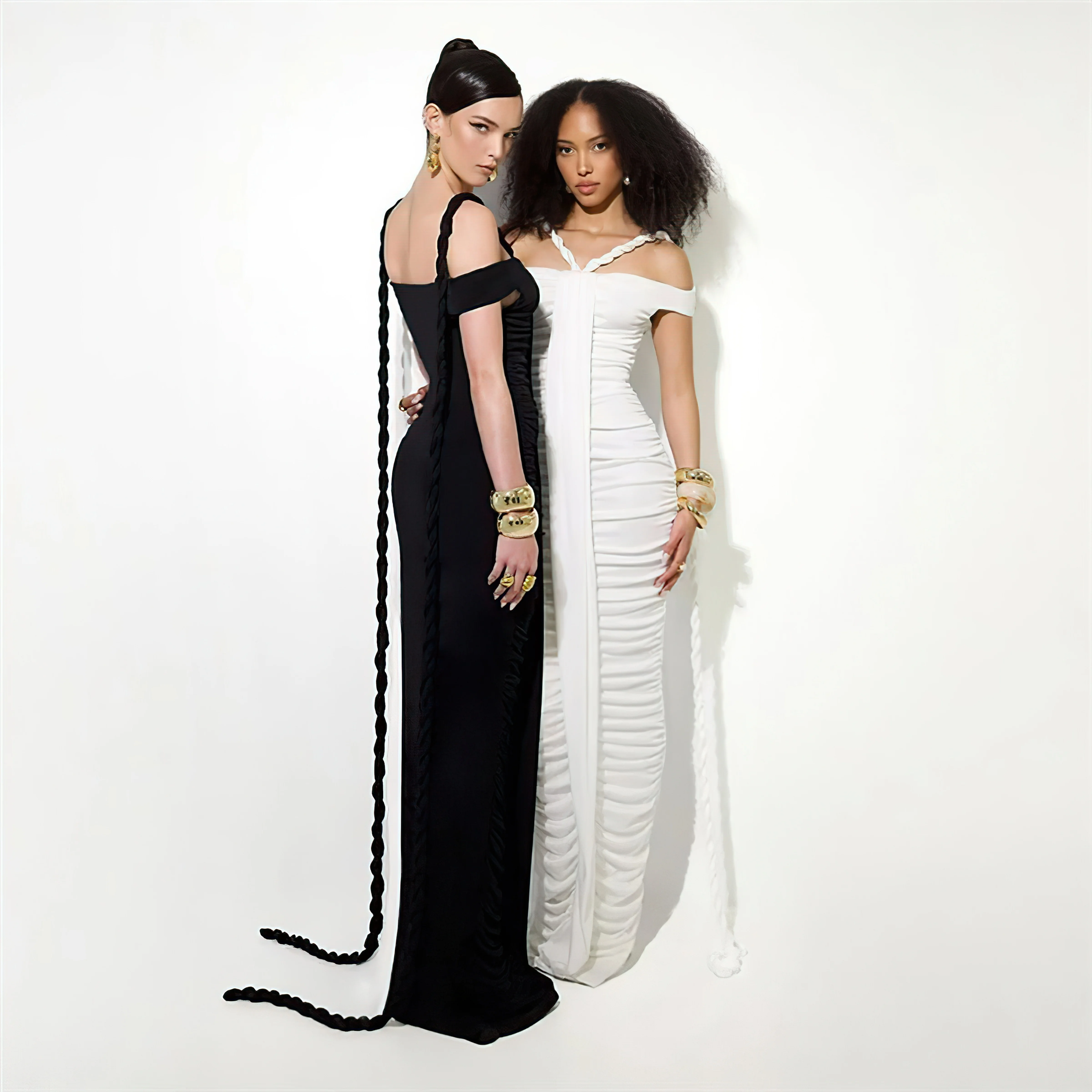 New Arrival Black White Color Women Sexy Off the Shoulder Bodycon Long Mesh Dress Nightclub Party Evening Fashion Dress Vestido