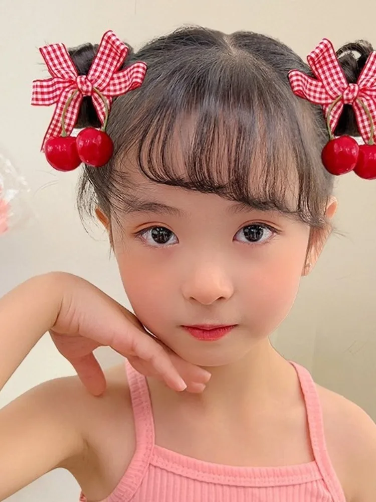 Épingles à cheveux rouges mignonnes pour filles, 1 paire, barrettes, nœud, fleur de sauna, côté Harvey