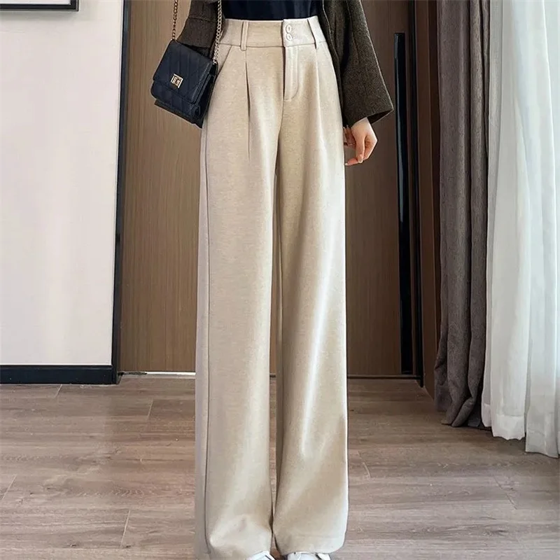

GELITAYIN Women'S Loose Spring Summer New High Waist Wide Legs Slim Casual Trousers Korean Fashion Trend Female Suit Straig