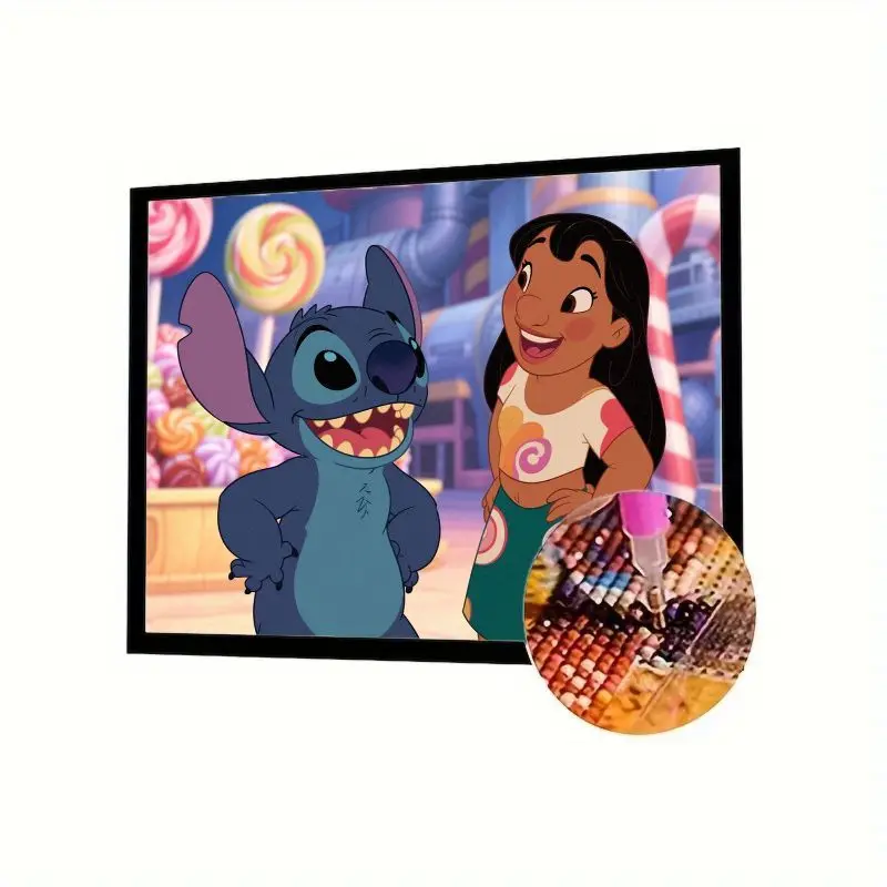 

1 шт. Набор для алмазной живописи Lilo & Stitch 5D - DIY Полная дрель Disney Cartoon Happy Stitch & Lilo в красочном магазине Candy Scene Rhine