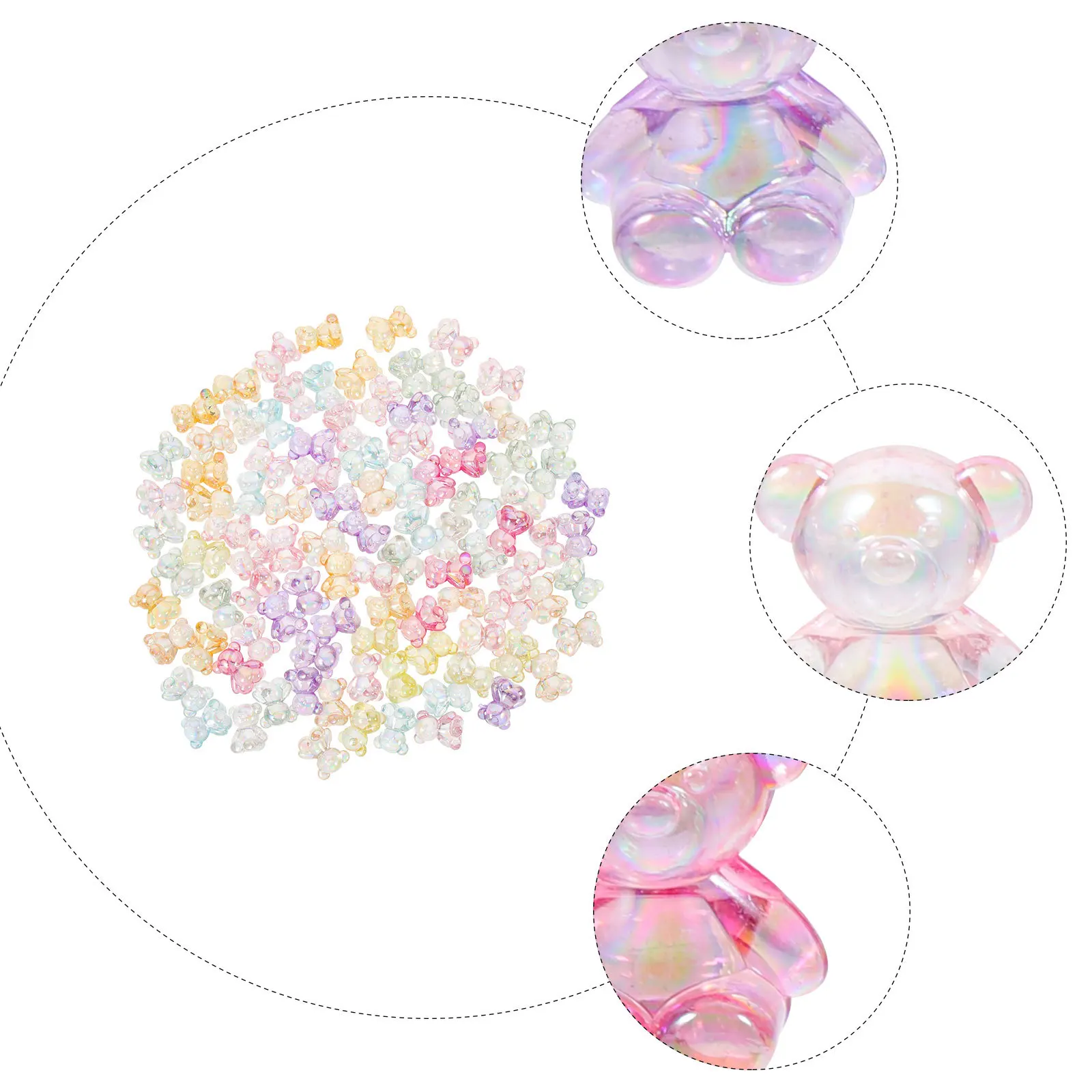 

100 шт. разноцветные акриловые бусины с медведем, прочные свободные бусины-разделители для ювелирных изделий, ожерелья, браслета, украшения своими руками, аксессуары