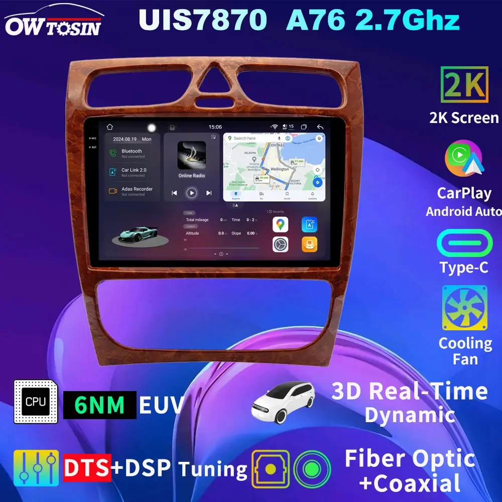 Owtosin UIS7870 12G+256G Android 13 Car Multimedia Radio GPS Player For Mercedes Benz C-Class S203 CL203 W203 2000-2005 CarPlay