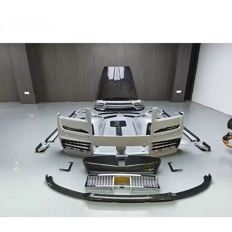 MSY نمط الألياف الزجاجية N مزورة ألياف الكربون مجموعة كاملة الجسم أطقم الجبهة الشفاه الناشر الوفير المصدات ل رولز رويس كولينان