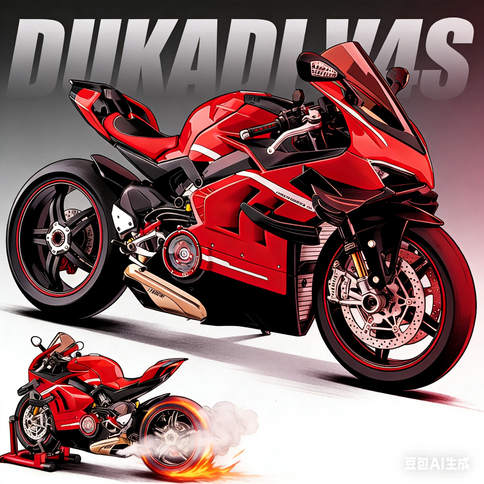 

Большой декоративный набор для проектов, подарок на день рождения: Модель мотоцикла Ducati Panigale V4S Ignite Start Smoke Effect 1:6, имитация из сплава