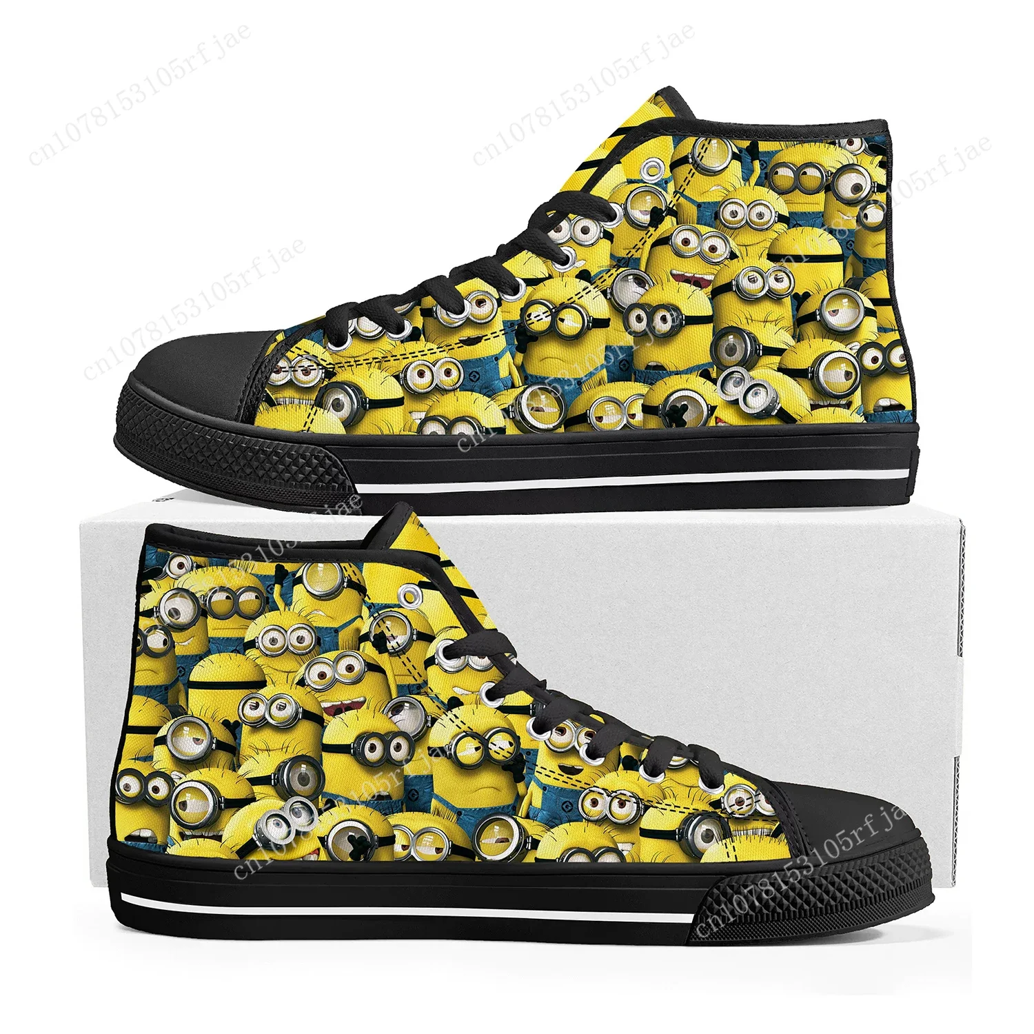 Kevin Stewart Bob High Top Sneakers Little Yellow Man Cartoon Mens Womens High Quality Canvas Sneaker Custom Built Couple Shoes