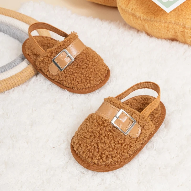 

Winter Warm Comfortable Kids Shoes Cotton Fluffy Slippers Indoor Sole Anti-slip Toddler Boys Girl Newborn Shoes First Walker