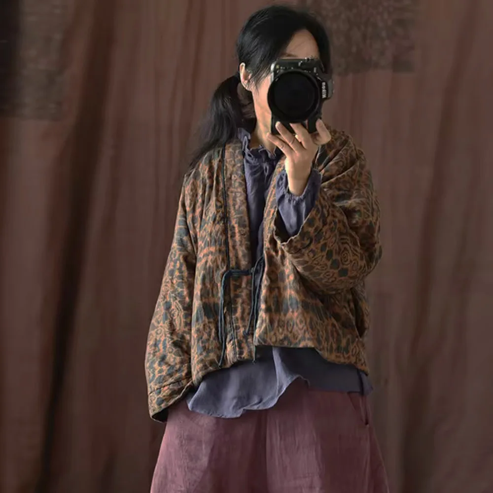 

Высококачественная льняная куртка с v-образным вырезом и одной пуговицей Hanfu на хлопковой подкладке, женское осенне-зимнее платье, свободное короткое пальто в стиле ретро с открытой передней частью