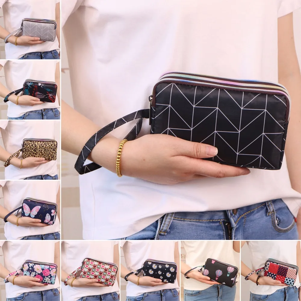 

Модный бумажник с цветами, водонепроницаемый холщовый клатч, миниатюрная сумочка, спортивные сумки для сотового телефона, кошелек для монет, женская косметичка для денег, держатель для карт
