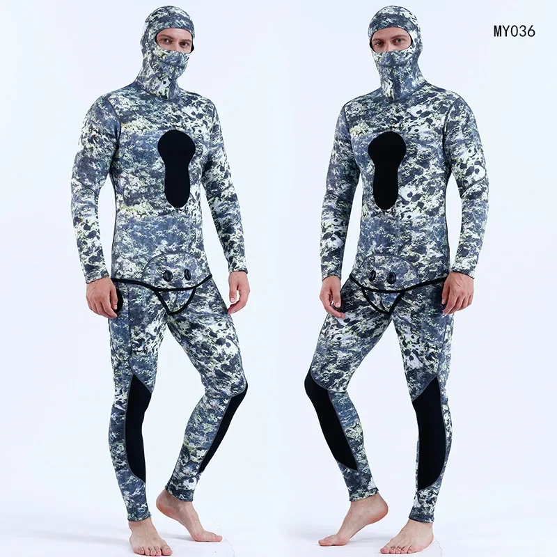 Traje de neopreno de 3mm para hombre, traje de buceo, pesca submarina, con capucha, de goma, mantiene el calor, para invierno