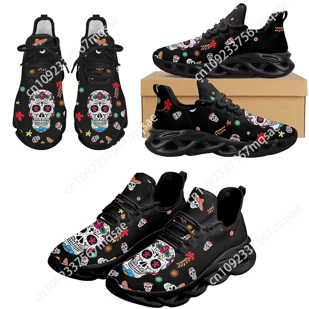 

Custom Gothic Sugar Skull EMT Medical Sneakers for Womens Mens Round Toe Cushion Shoes Light Non-Slip Tennis Halloween Gift