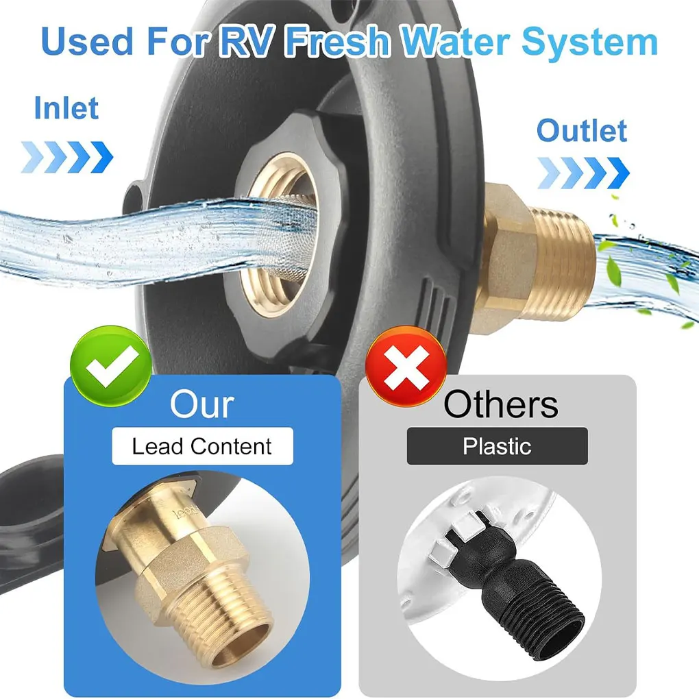 

Easy-to-Grip Knob City Water Inlet Suitable For RV Camping RV City Water Fill Inlet With Check Valve