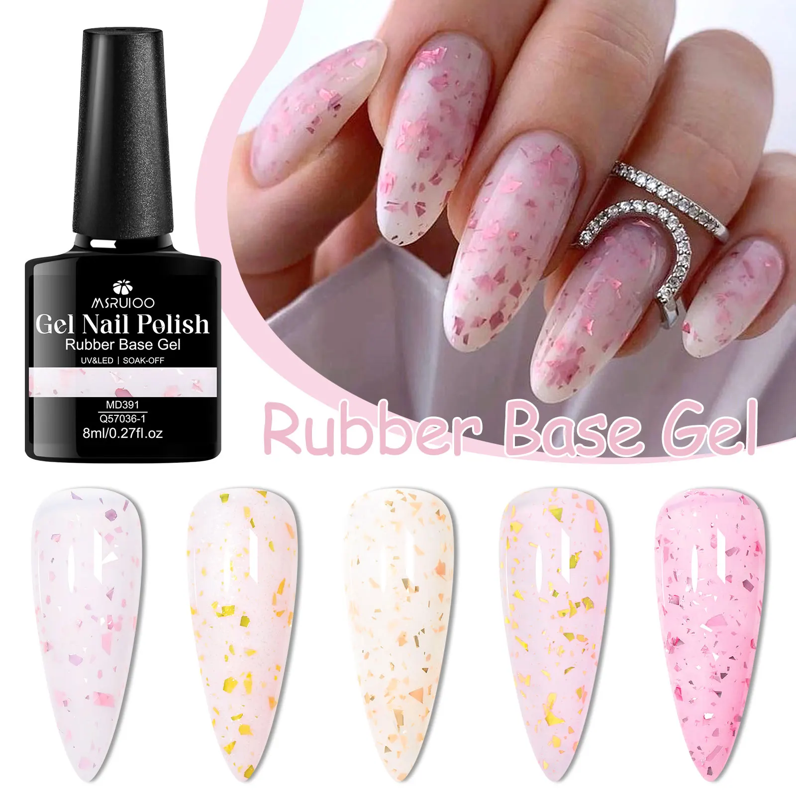 

6pcs/set Nude Rubber Base Gel Nail Polish KitSemi-Permanent Soak Off UV LED Nail Glitter Tones for All Seasons Soaked Varnish