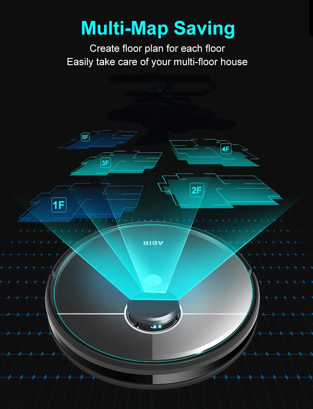 Robot Vacuum Cleaner ABIR R30 with Auto-empty Dock, 6500PA Suction, Multi-Floor Maping, Customized Wet Dry Room Cleaning