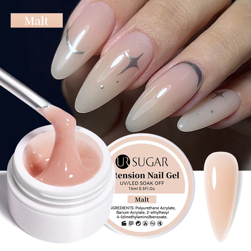 UR SUGAR 15ml Extension Gel Nail Polish Hard Jelly Build Nail Gum Clear Nude Natural Color French Soak Off UV Construction Gel