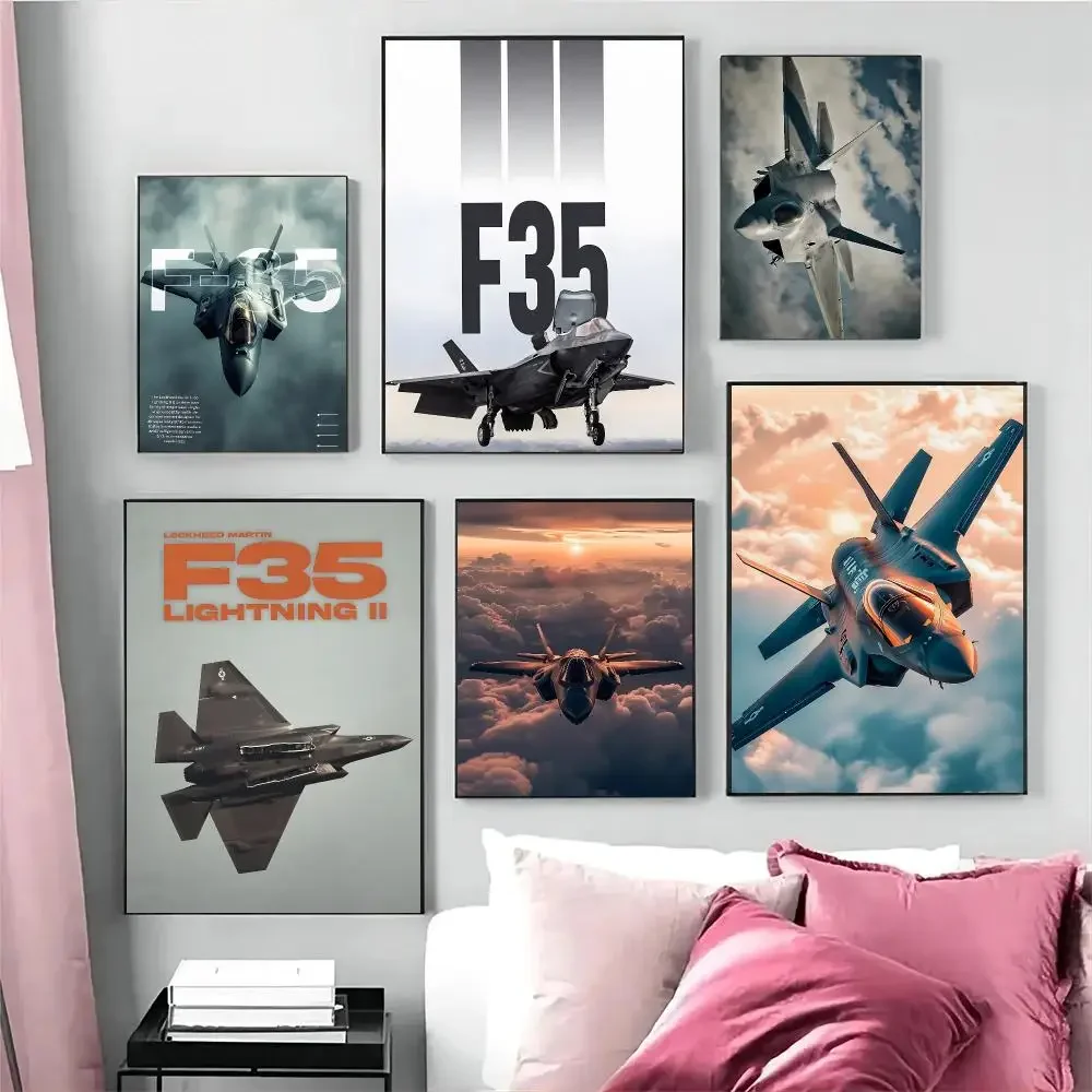 F‑35 Fighter Jet Theme Military Tech Poster Print Art Picture Home For Living Room Wall Decor Gift Frameless Painting