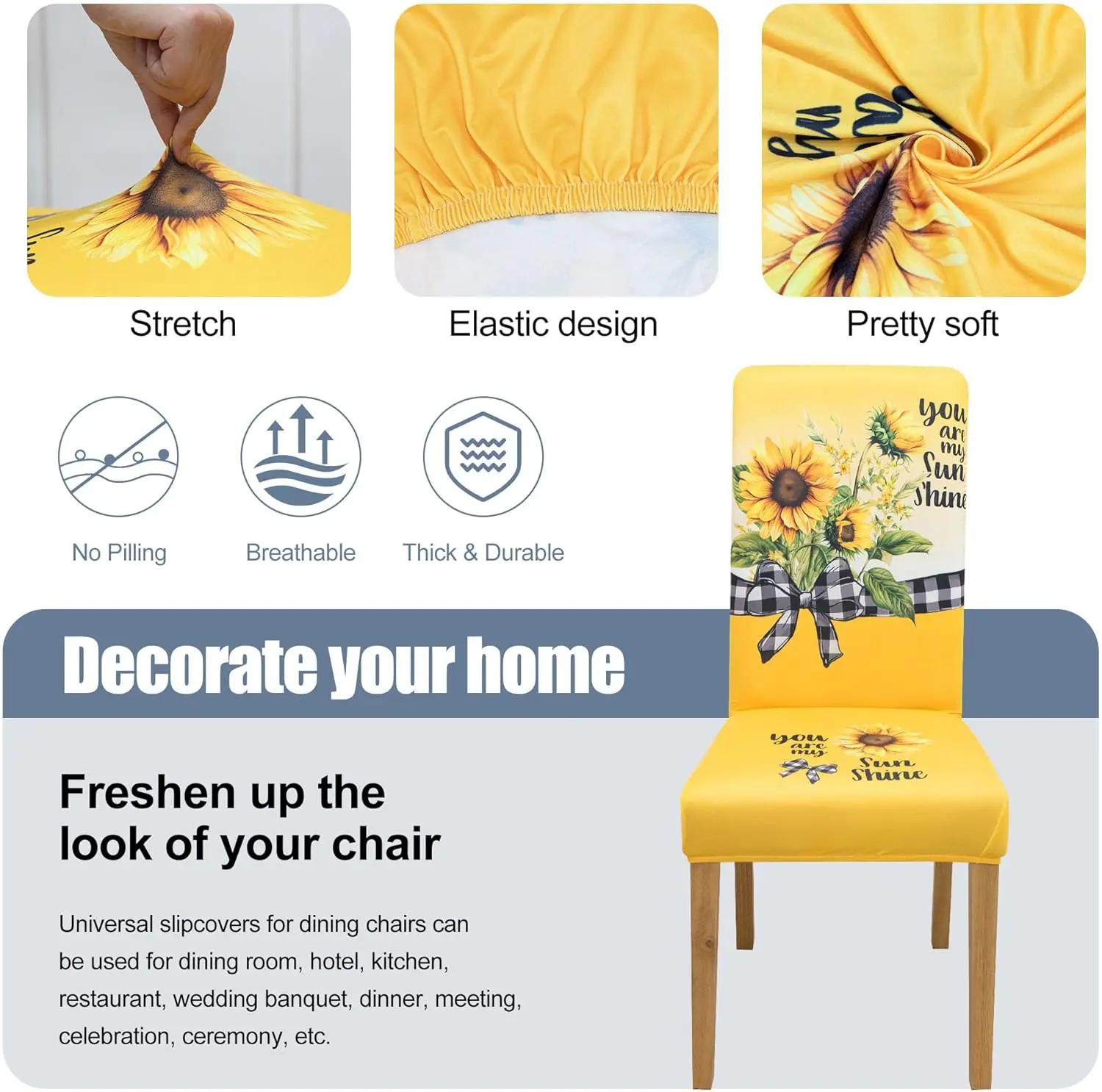 Dining Chair Covers,Dining Room Chair Covers Set Of 4,Stretch Kitchen Chair Cover,Washable Dining Chair Cover,Parsons Chair