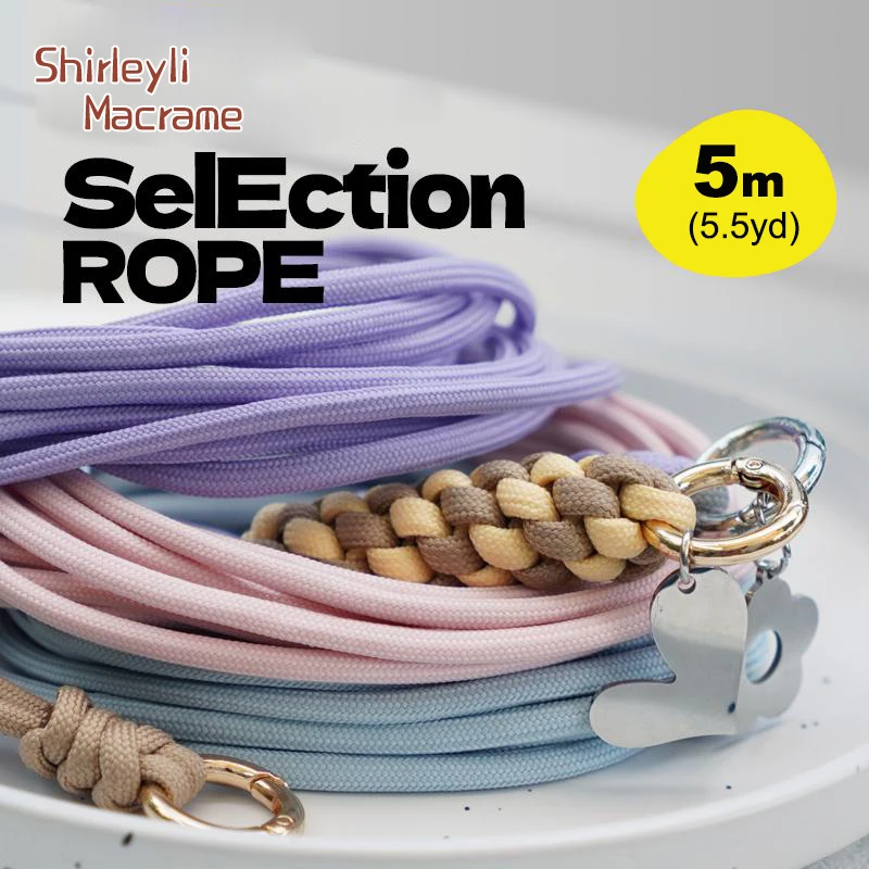 5M/5.5Yards 5mm Macrame Cords High Quality DIY Handmade Bracelets Necklaces Keychains Pendants Accessories 100% Polyester Rope