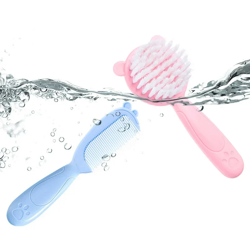 2Pcs/Set Cute Kids Baby Hair Brush and Comb Set for Newborns & Toddlers Baby Brush Soft Bristles Perfect Baby Gift