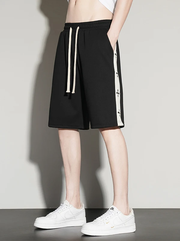 

Trendy American Sle Men's orts Lightweight Breathable Spor Casual Five-Quarter Length Printed Side Loose Fit Summer Pants