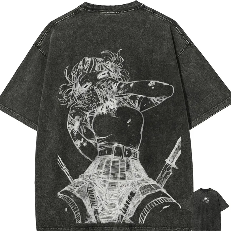 Crossing Me By Body T-Shirt My Hero Academy Herren-T-Shirt mit eingelegtem Anime-Muster, Retro-Waschung, Anime-Sommer-Neuheit, Y2K-T-Shirt