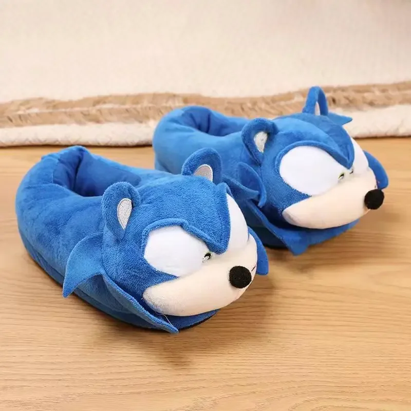 Sonic The Hedgehog Character Cartoon Indoor Plush Slippers Home Furry Comfortable Footwear Unisex Women Girls Boys Kids Gifts