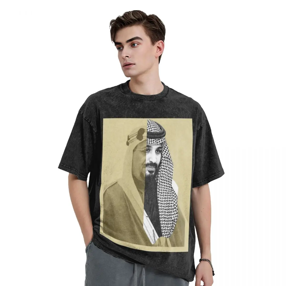 Vintage Washed T Shirt Saudi National Day Kingdom Of Saudi Arabia Mohammed Bin Salman Cotton T Shirts Tee Shirt Summer Clothing