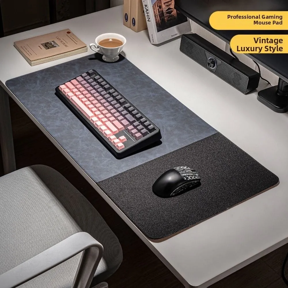 Durable Portable Retro Mousepad PVC Leather Large Esports Table Mat Double-sided Waterproof Mouse Pad Gaming
