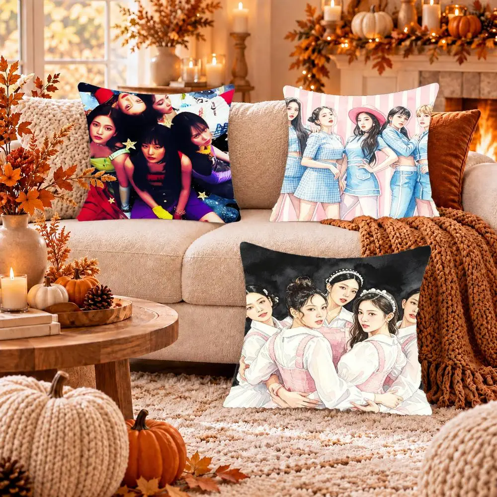 Kpop Group R-Red Velvet Cushion Cover Soft Plush Cushion Case Throw Pillowcase Cozy Home Sofa Bed Living Room Decor