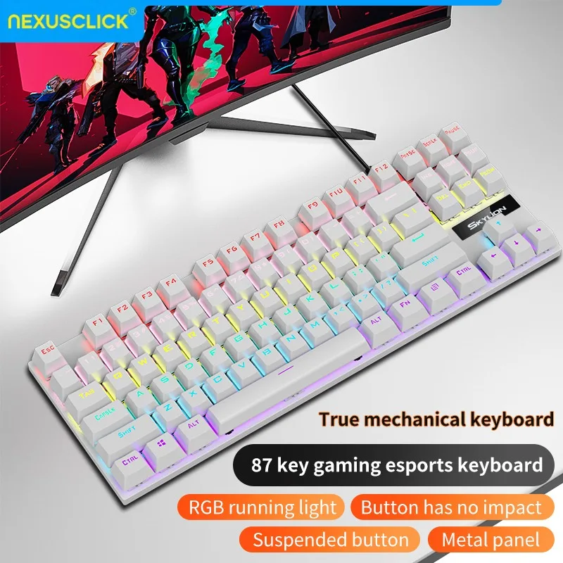 NexusClick K87 Mechanical Keyboard,87 Key Wired RGB Keyboard Hot Swappable Switch Ergonomic 6°Angle Gaming Keyboard for Esports