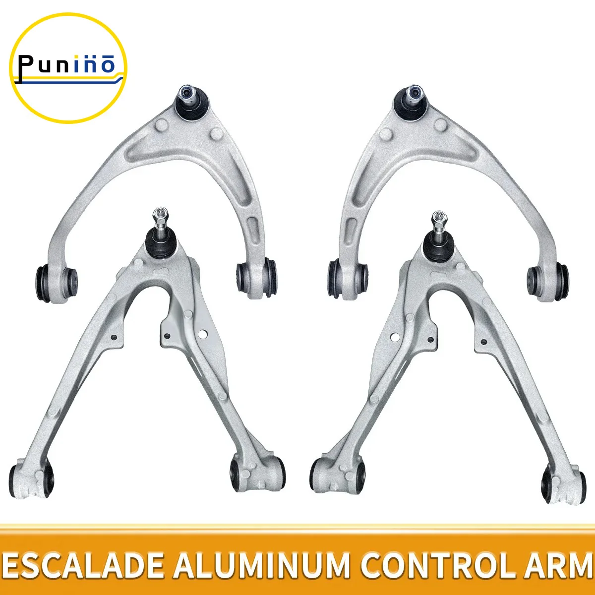 Punino 4pcs Front Upper Lower Control Arms Suspension Sets for Cadillac Escalade Chevrolet Silverado 1500 GMC 2014 2015 2016