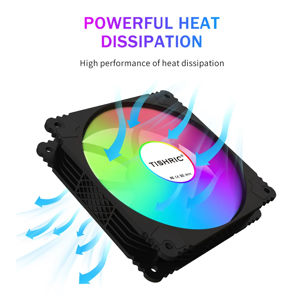 TISHRIC YK-01 ARGB Computer Case Fan 120mm 4pin PWM 5V 3PIN RGB Fan Adjustable Computer Case Fan Ventilador Cooling Fan