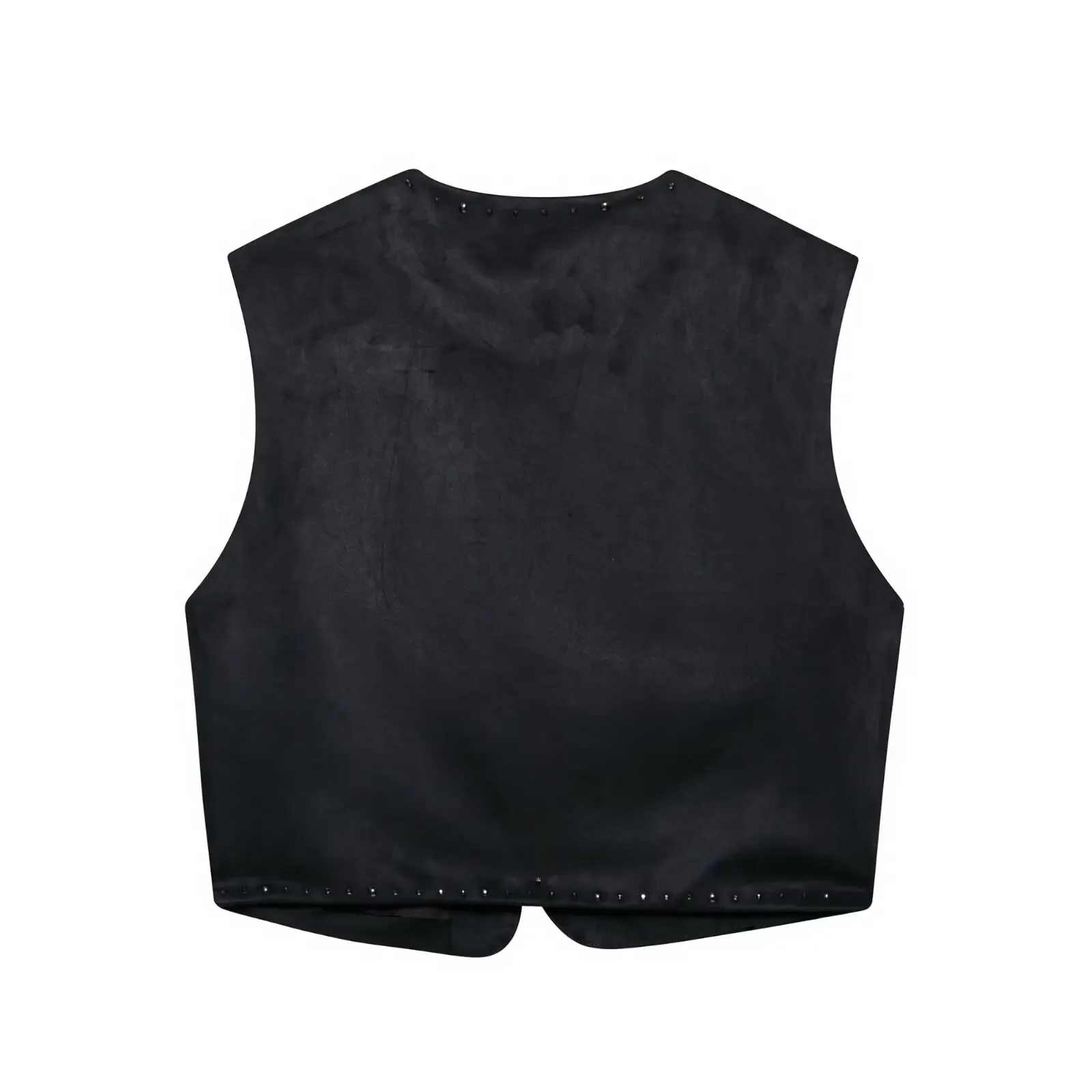 新しいファッション女性ビーズフランネル黒チョッキノースリーブ V ネックジャケットベスト女性エレガンスシックな女性 Mujer タンクトップ