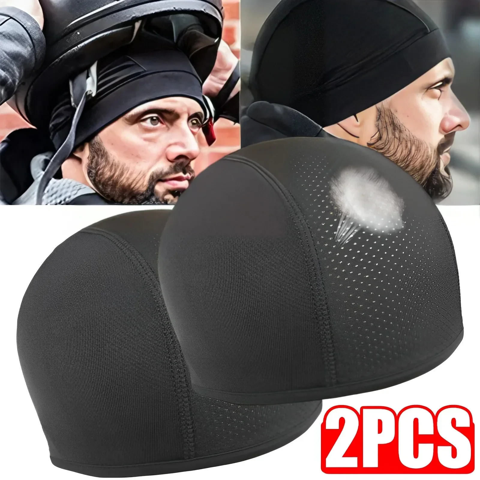 New Quick-Drying Helmet Liner Cap Breathable Under Hat for Motorbike Racing Helmets Beanie Style Comfort Fit Pack of 1 or 2PCS