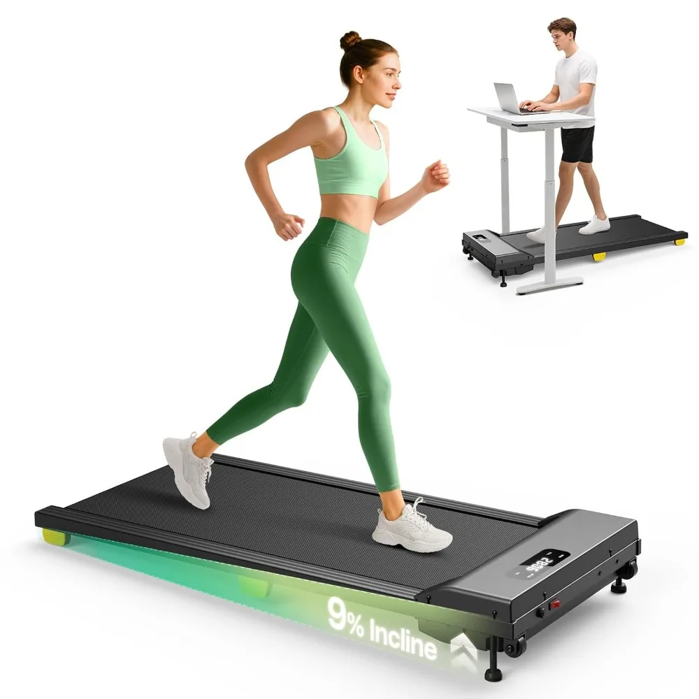 

Walking Pad with Incline, 9% Incline Portable Under Desk Treadmill, 2.5 HP Walking Treadmill Pad for Home and Office,Custom
