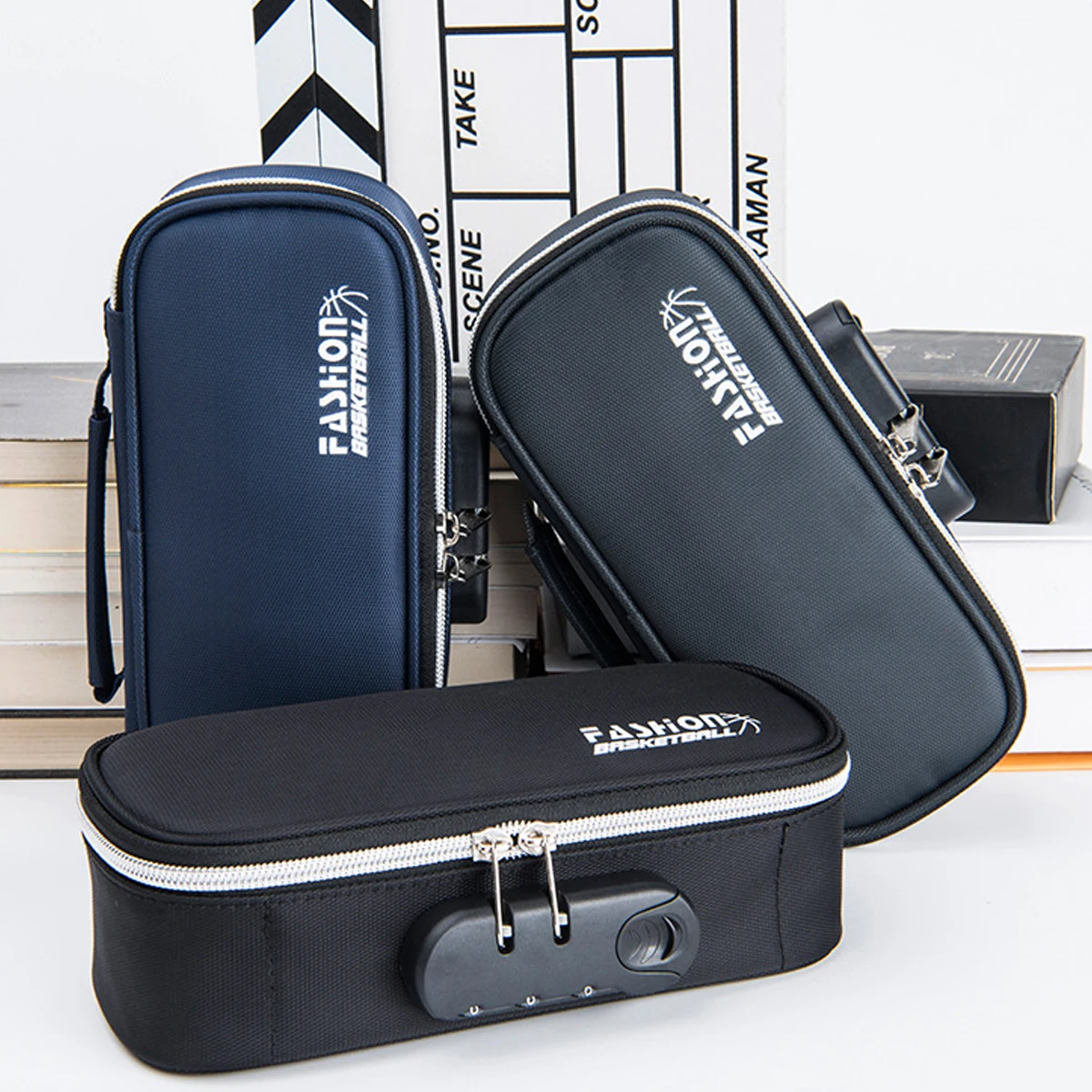 1PC Simple Portable Combination Lock Pencil Case Boys Canvas Pencil Case Large Capacity Pencil Case Student Pencil Case Gift