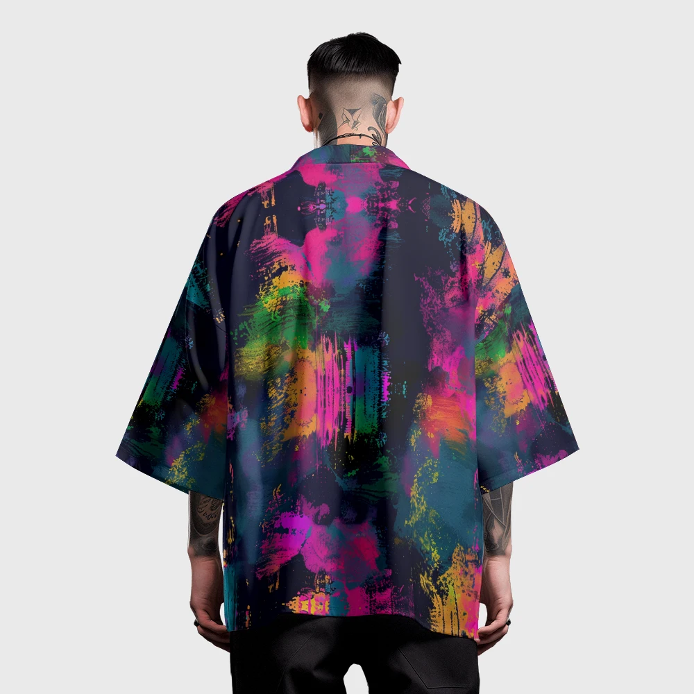 Summer Samurai Kimono Cosplay Stylish Tie Dye Haori Streetwear Kimono Japanese Fashion Yukata Chic Cardigan Men Robe Hot Sale