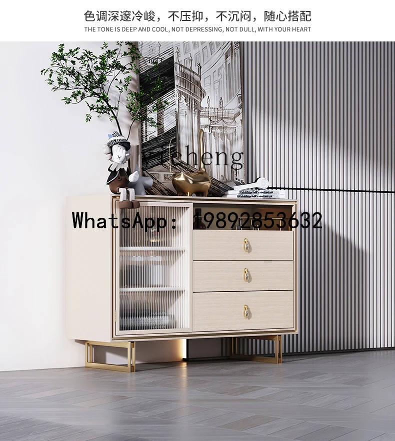 Affordable Luxury Style Sideboard Cabinet Modern Minimalist Solid Wood Meal Preparation Liquor Cabinet