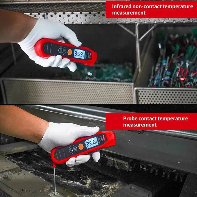 Termómetro Digital UNI-T UT320T 2 en 1, medidor de temperatura de alta precisión, infrarrojo y sonda, IP54