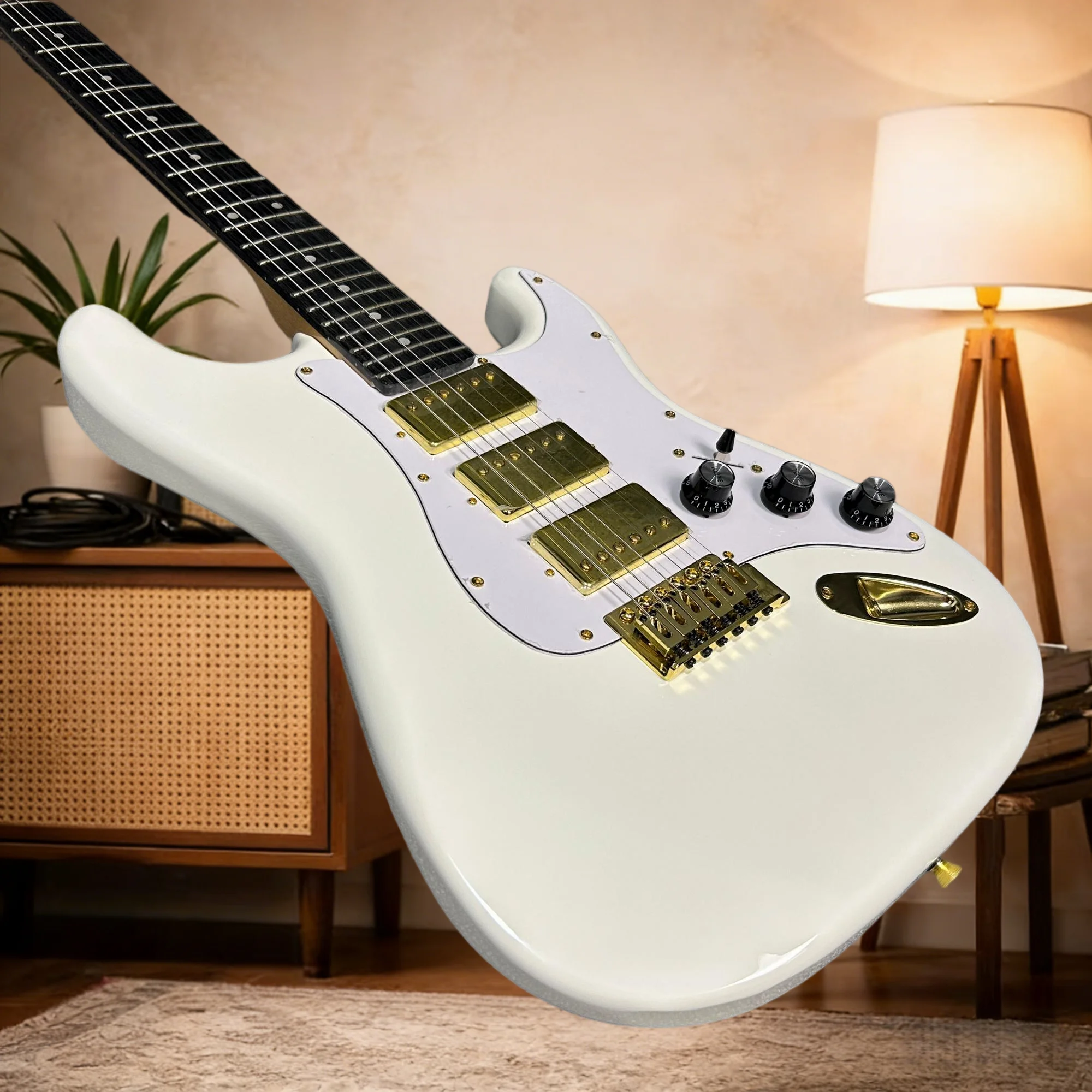 

Milk White STS 6 String Master Craftsmanship Mahogany Body Rosewood Fingerboard 22 Tone Electric Guitar Free Shipping