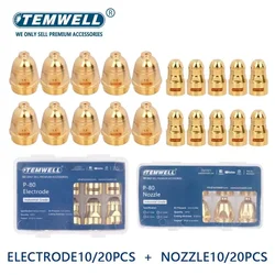 20 szt. Elektrody plazmowej P80 1.1/1.3/1.5/1.7mm dysza palnik do cięcia 60A 80A 100A P80 CNC lektrodowe akcesoria palnik plazmowy