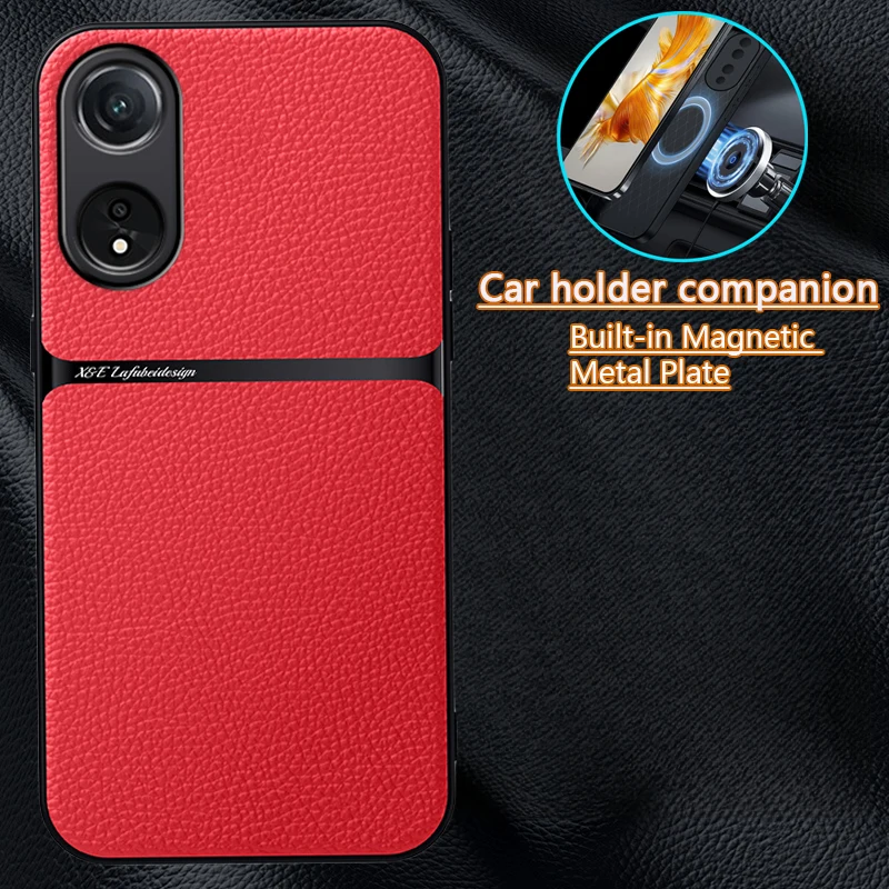 For OPPO A78 A 78 4G Case Leather Magnetic Car Holder Phone Cases For OPPO A 78 A78 6.43