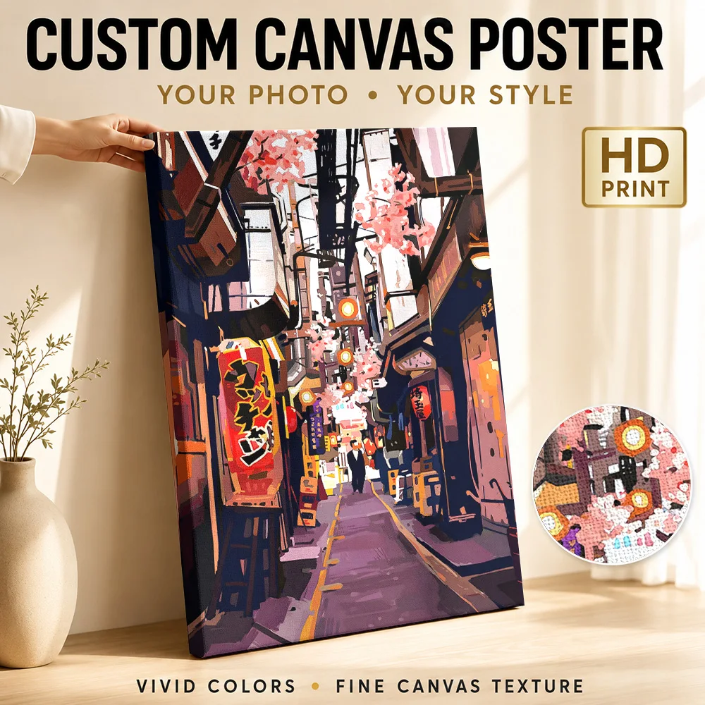 Japanese Alleyway Canvas Painting Poster Personalized Japanese Inspired Wall Art for Bedroom Decor Ready to Hang Gift for Fans